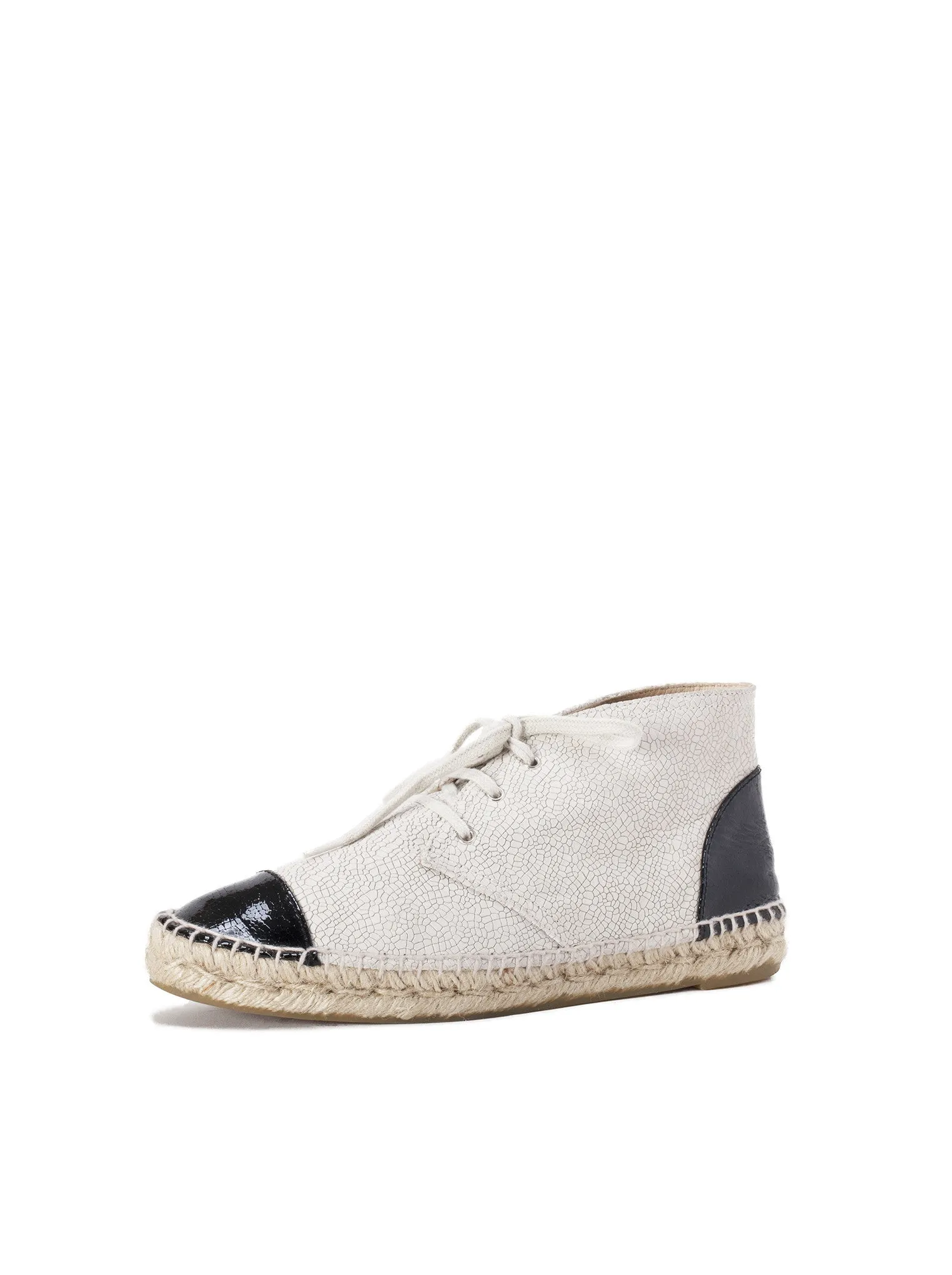Two-Tone Calfskin Espadrille Sneakers - Light Beige / Black