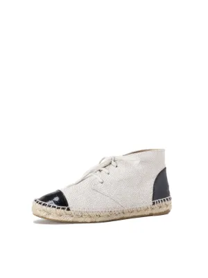 Two-Tone Calfskin Espadrille Sneakers - Light Beige / Black