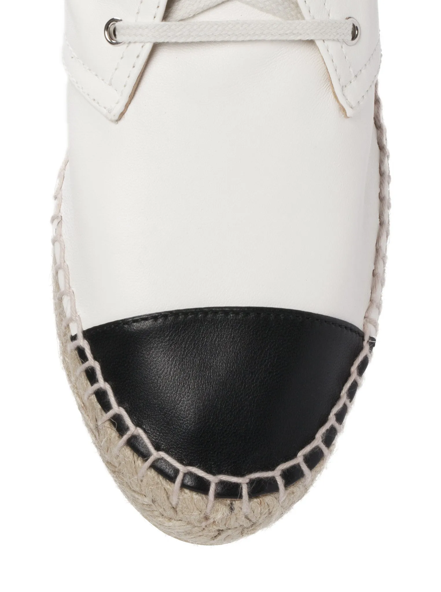 Two-Tone Lambskin Espadrille Sneakers - White / Black