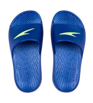 Unisex Junior's Single colour Slides For Boys and Girls - Navy & Bright Zest