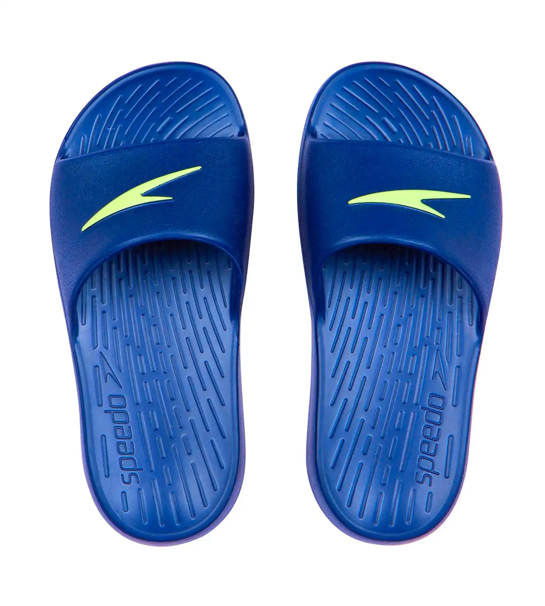 Unisex Junior's Single colour Slides For Boys and Girls - Navy & Bright Zest