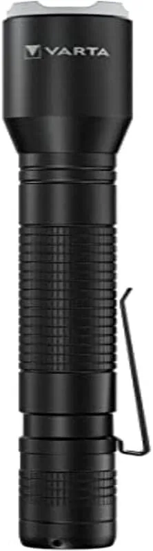 VARTA Aluminium LED Torch with 2X AA Batteries, Aluminium Housing, Textured Handle, Shockproof, 250 Lumen, 70 Metres, 3 Light Modes, Spot to Flow Mode