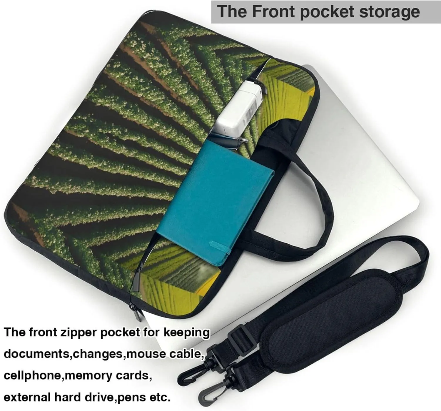 Vast Farmland Shockproof Portable Shoulder Laptop Bag For Daily Work Business Meetings