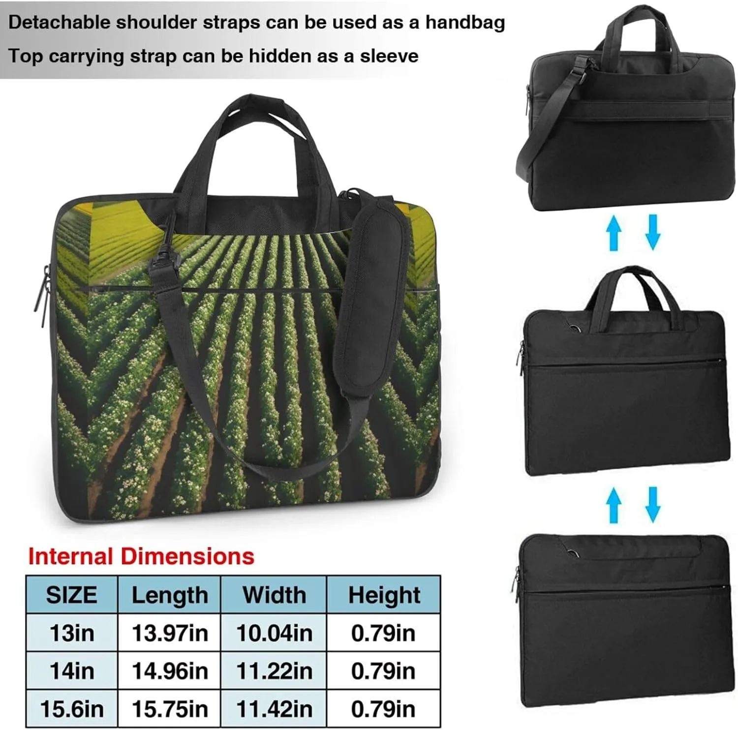 Vast Farmland Shockproof Portable Shoulder Laptop Bag For Daily Work Business Meetings
