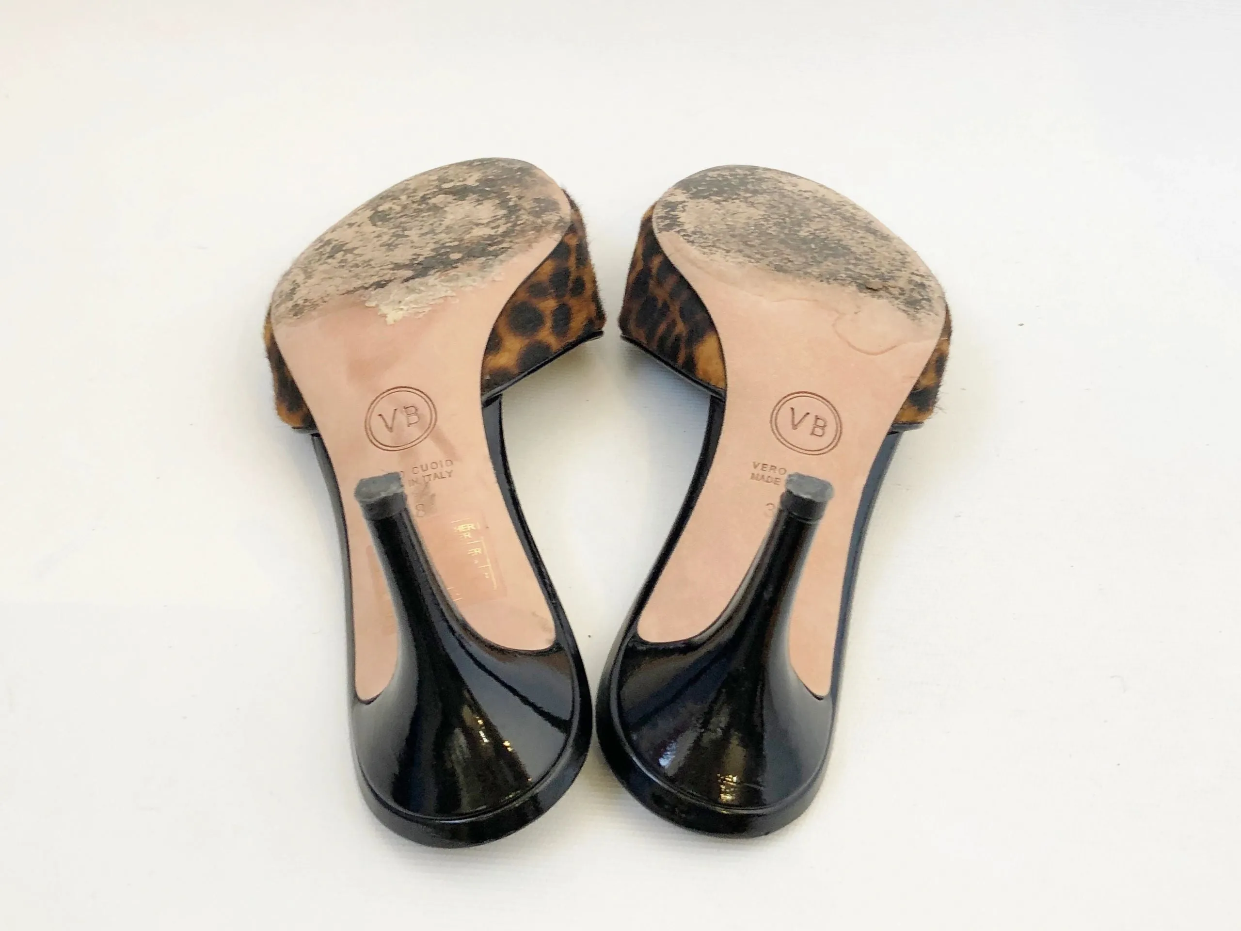 Veronica Beard Calf Hair Mules Size 38 It (8 Us)