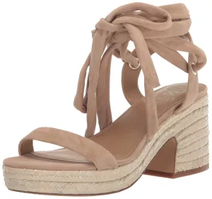 Vince Camuto Women's Roreka Lace Up Espadrille Sandal Wedge, Tortilla, 9.5