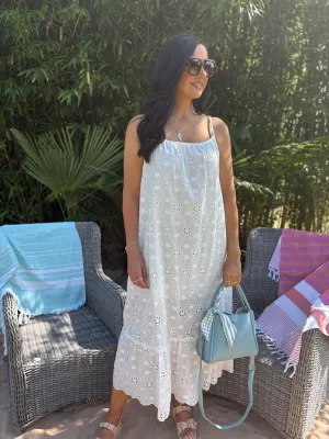 White Broderie Detail Strappy Dress Joanna