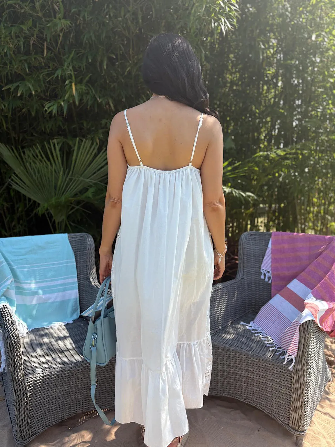 White Broderie Detail Strappy Dress Joanna