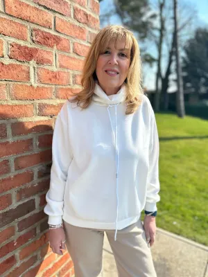 White Drawstring High Neck Sweatshirt Esme