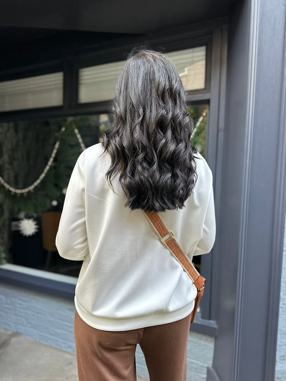 White Drawstring High Neck Sweatshirt Esme