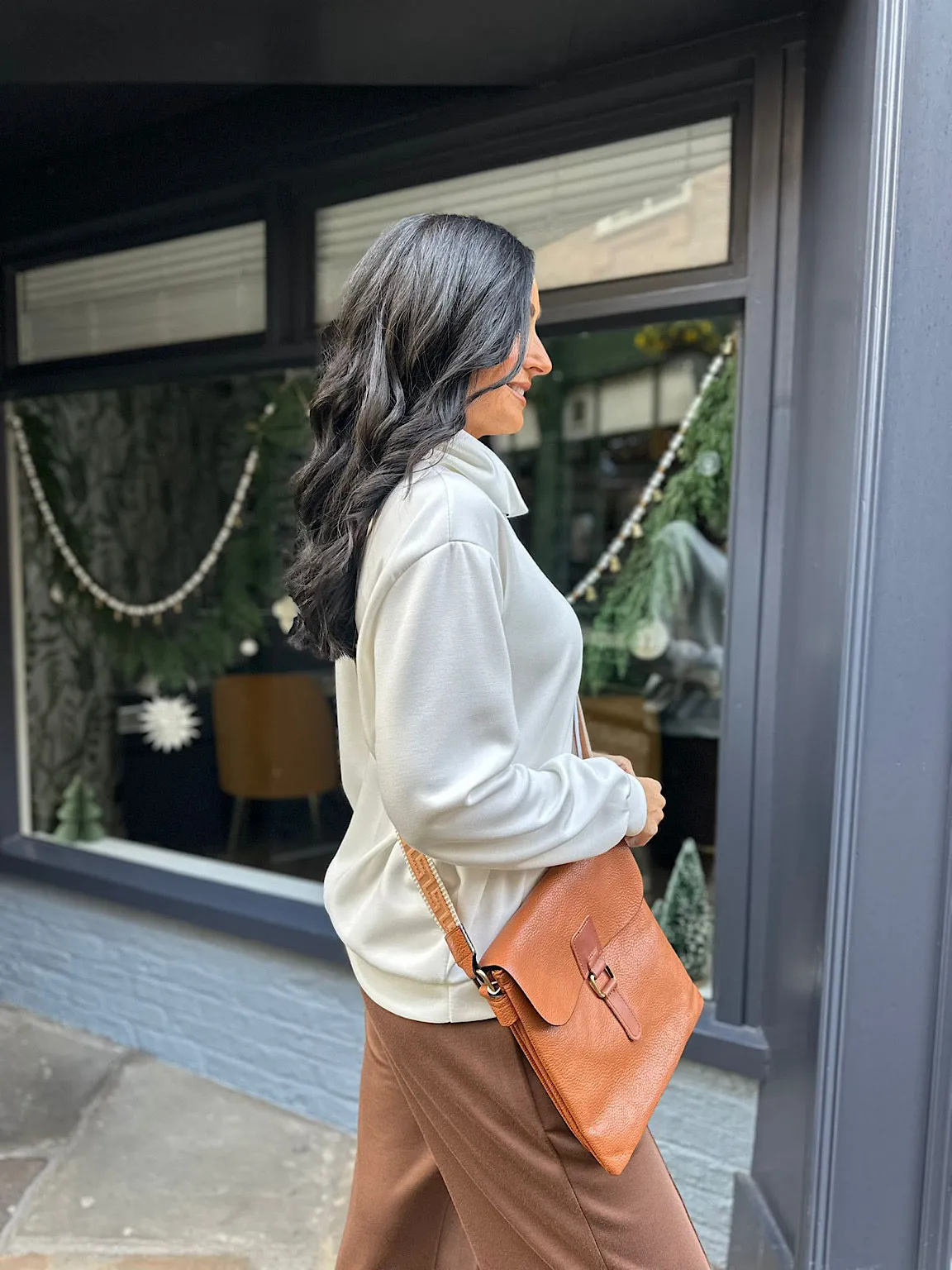 White Drawstring High Neck Sweatshirt Esme
