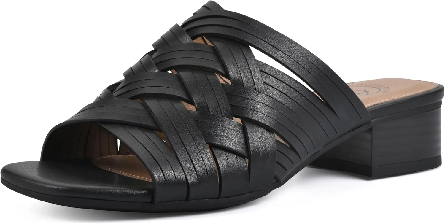 WHITE MOUNTAIN Women's Alluvia Low Block Heel Woven Sandal