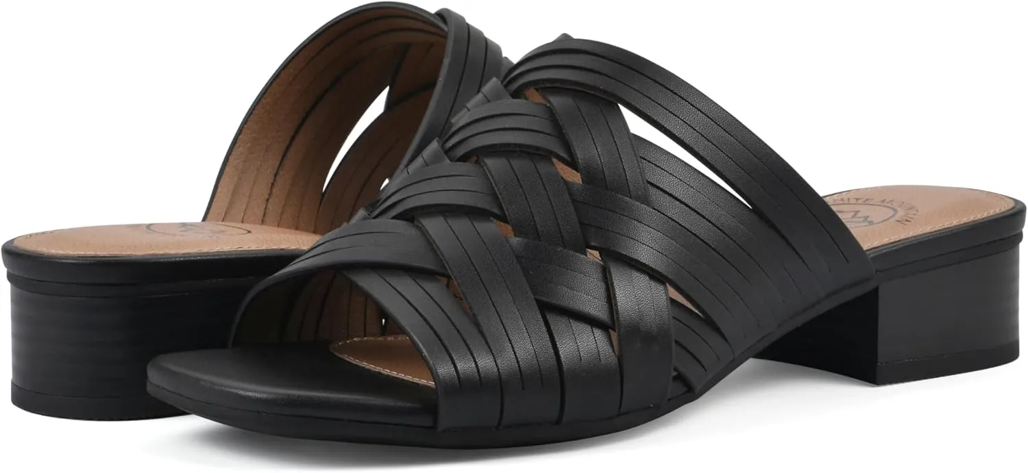 WHITE MOUNTAIN Women's Alluvia Low Block Heel Woven Sandal