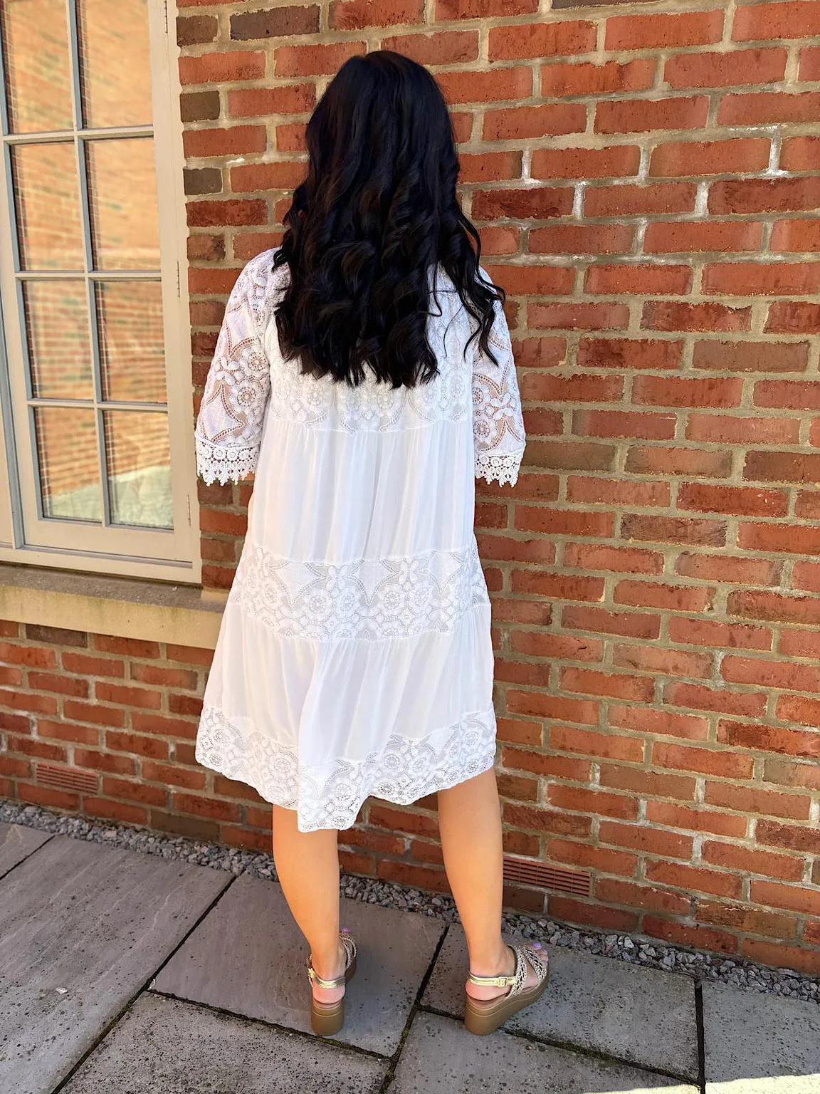 White Tiered Lace Dress Candice