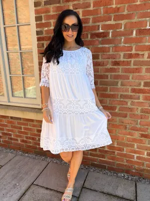 White Tiered Lace Dress Candice