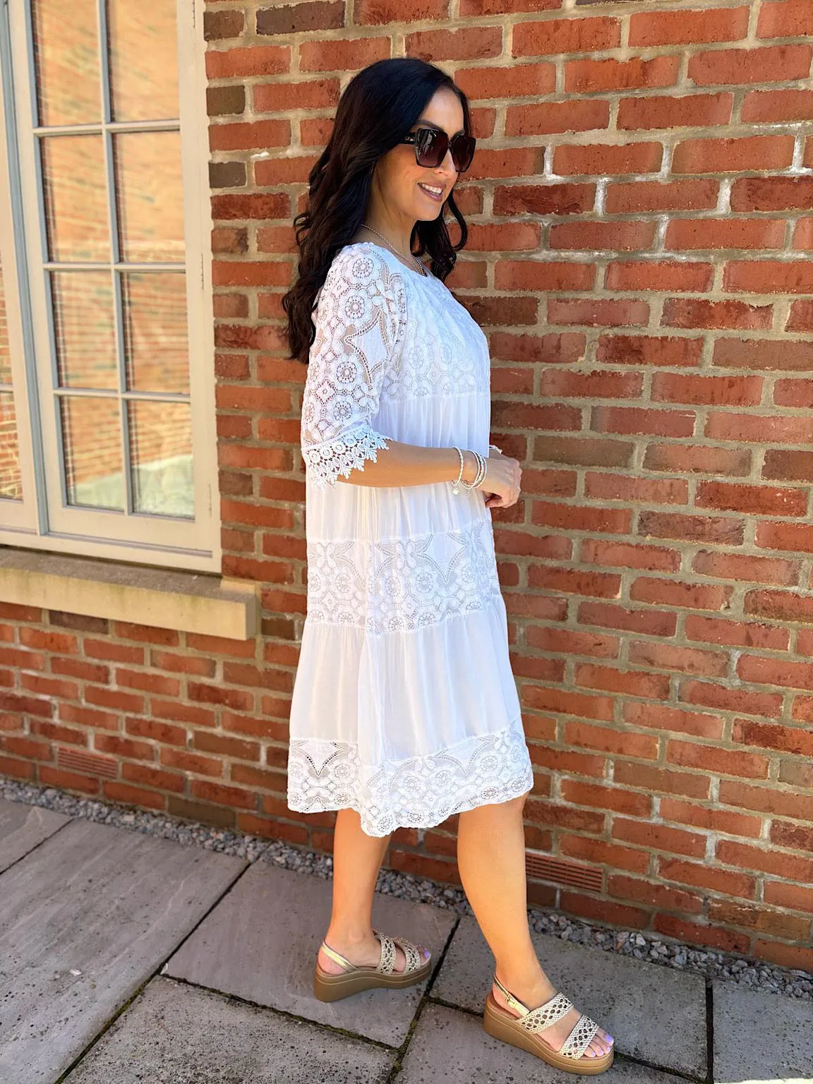 White Tiered Lace Dress Candice