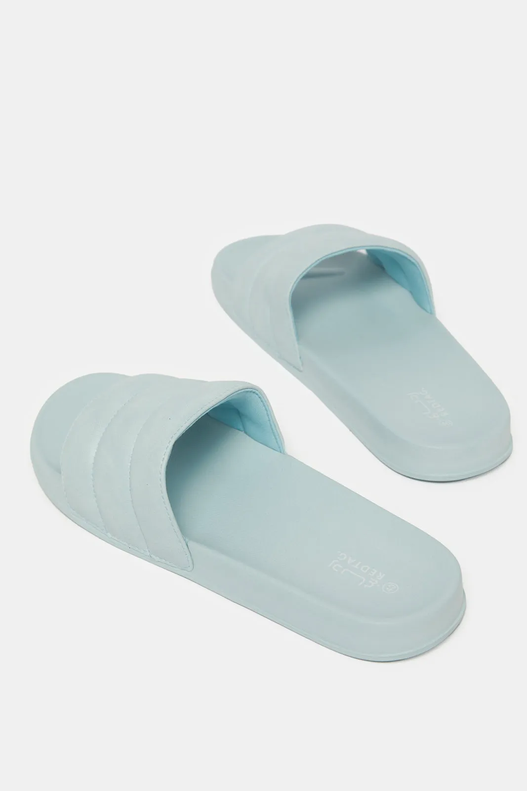Women Blue Stitching Upper Slide