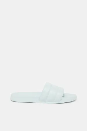 Women Blue Stitching Upper Slide
