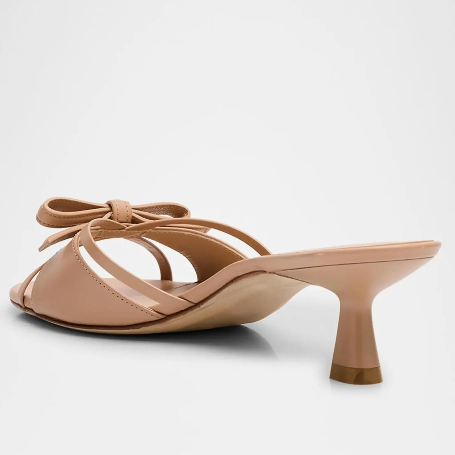Women Heeled Sandals Mules Round Open Toe Bow Slides Low Kitten Heels Silp On Slippers Casual Stiletto Wedding Dress Slide Shoes