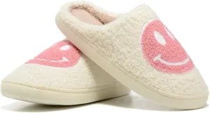 Women Men Retro Fuzzy Face Slippers Retro Soft Fluffy Warm Home Non-Slip Couple Style Casual Happy Face Slippers Soft Memory Foam Fuzzy Slides Indoor Outdoor Anti-Skid Warm Cozy Foam Slide