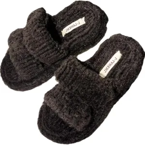 Women's Fuzzy Slippers Fluffy Cozy Comfy Memory Foam Open Toe House Slippers Faux Fur Soft Plush Two Band Slides Anti-Skid Indoor Outdoor Home Bedroom for Women