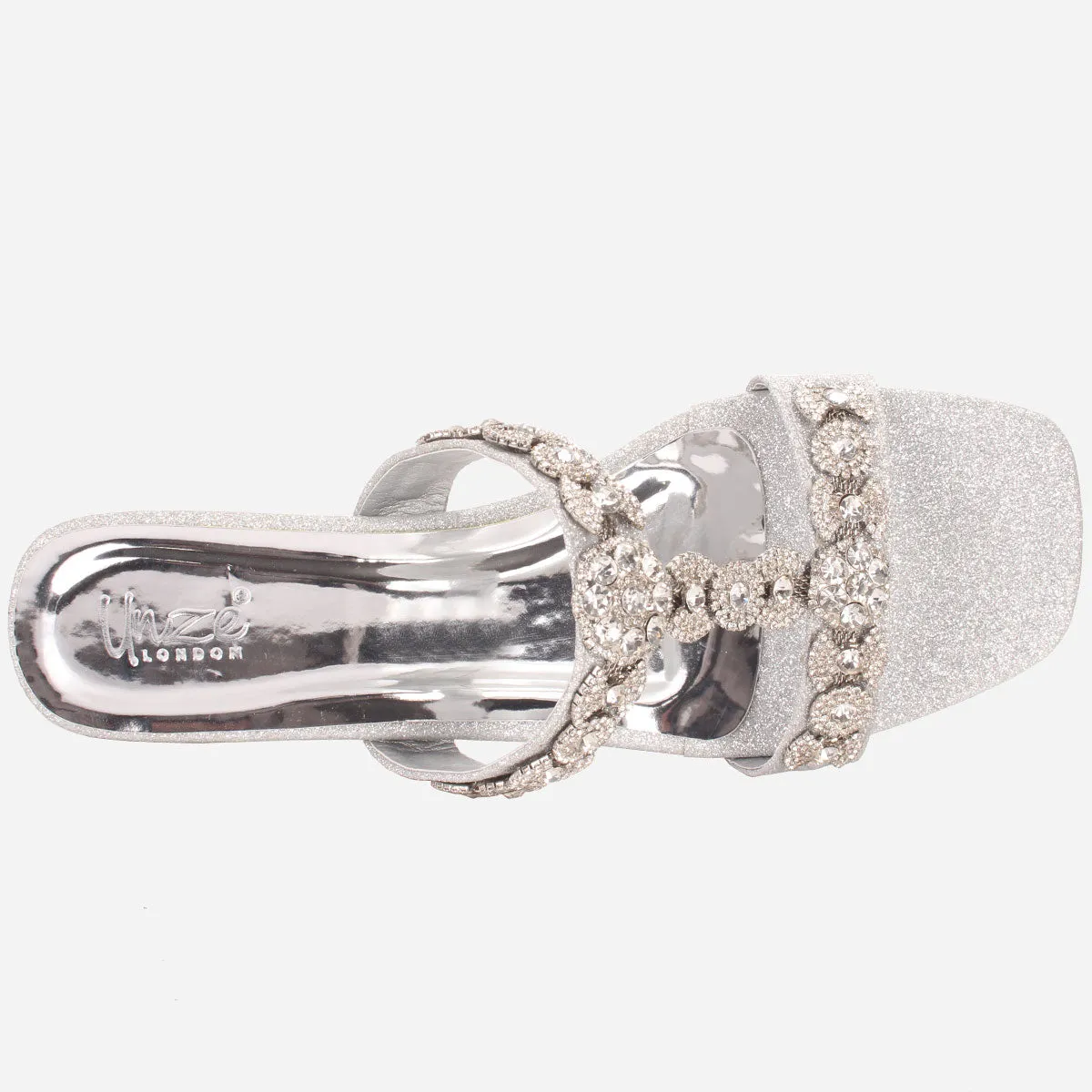 Women's "HIRAX" Decorated Block Heel Slide in Sandals