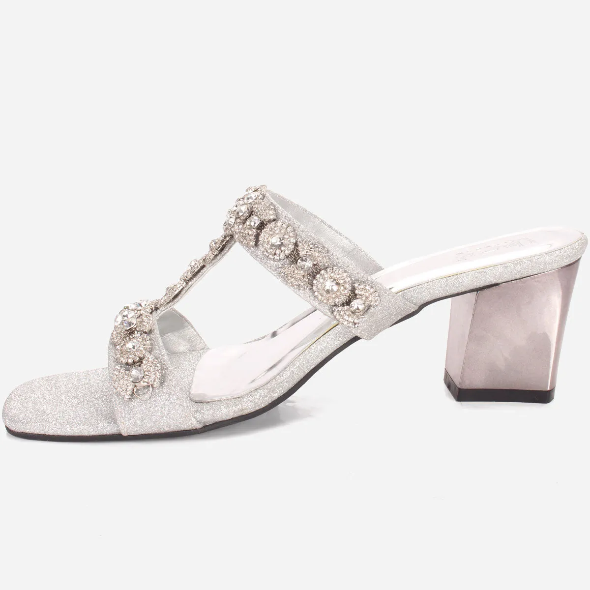 Women's "HIRAX" Decorated Block Heel Slide in Sandals