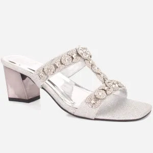 Women's "HIRAX" Decorated Block Heel Slide in Sandals
