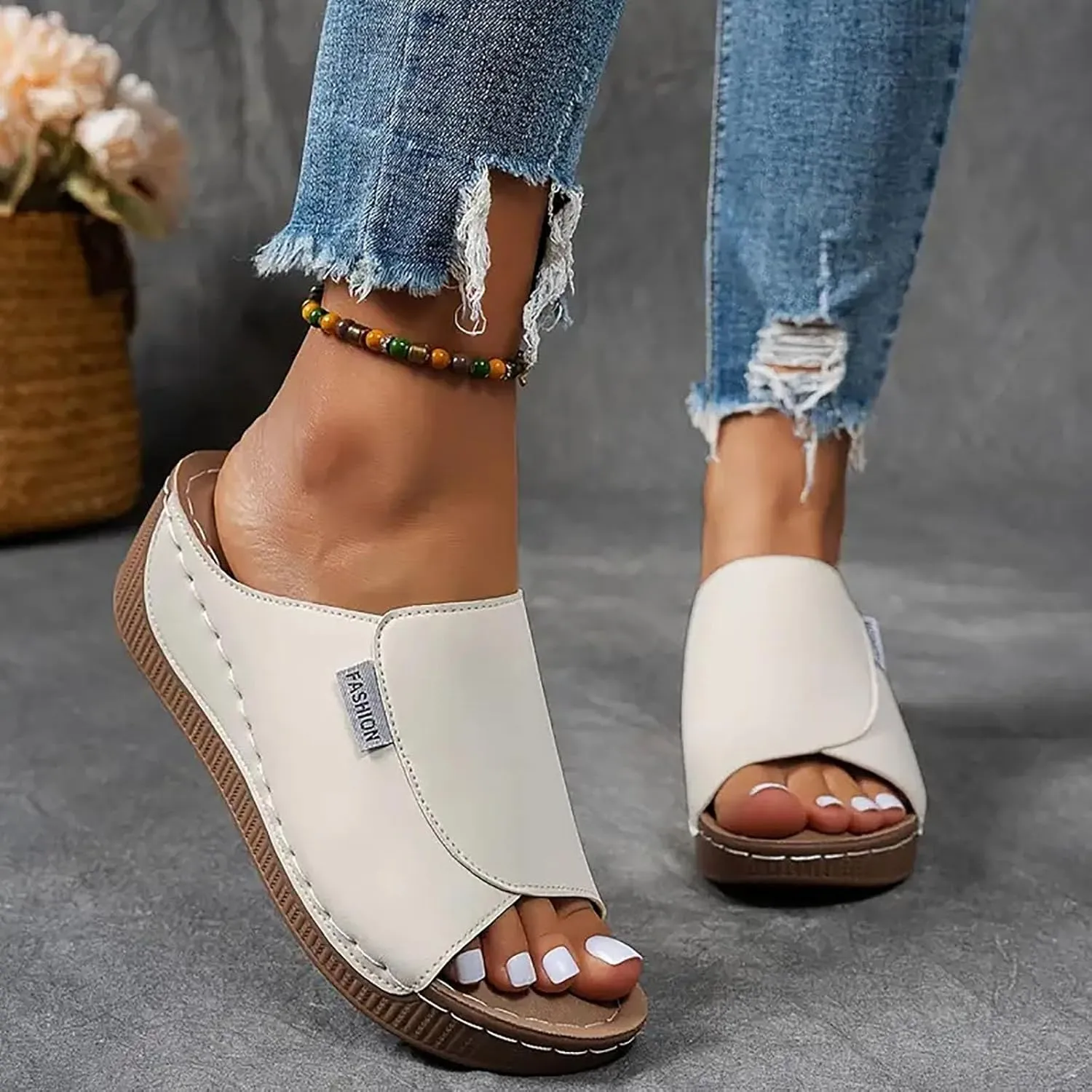 Women's Sandal Heels,Open Toe Platform Slip-on Chunky Sandals For Women Comfortable Walking Casual Dressy Summer Shoes For Women