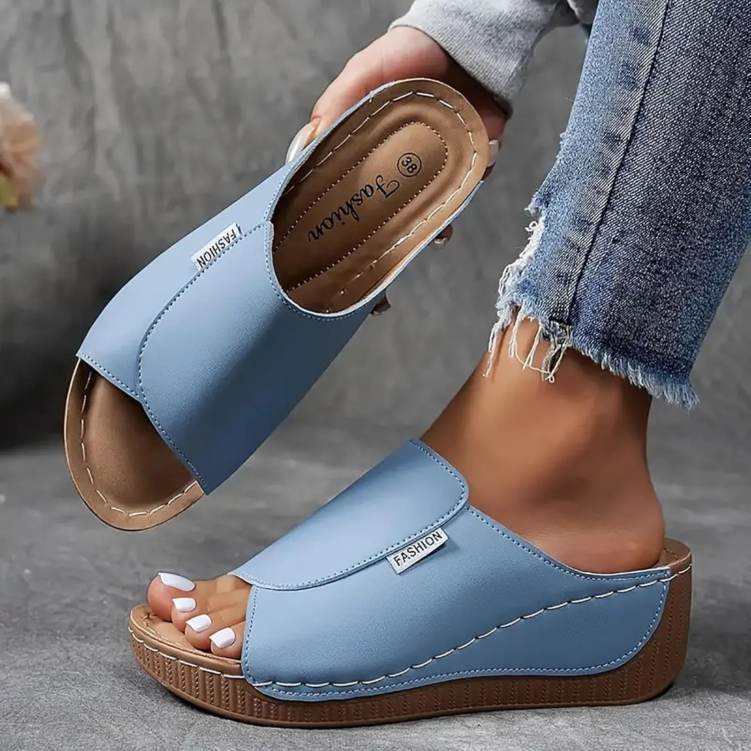 Women's Sandal Heels,Open Toe Platform Slip-on Chunky Sandals For Women Comfortable Walking Casual Dressy Summer Shoes For Women