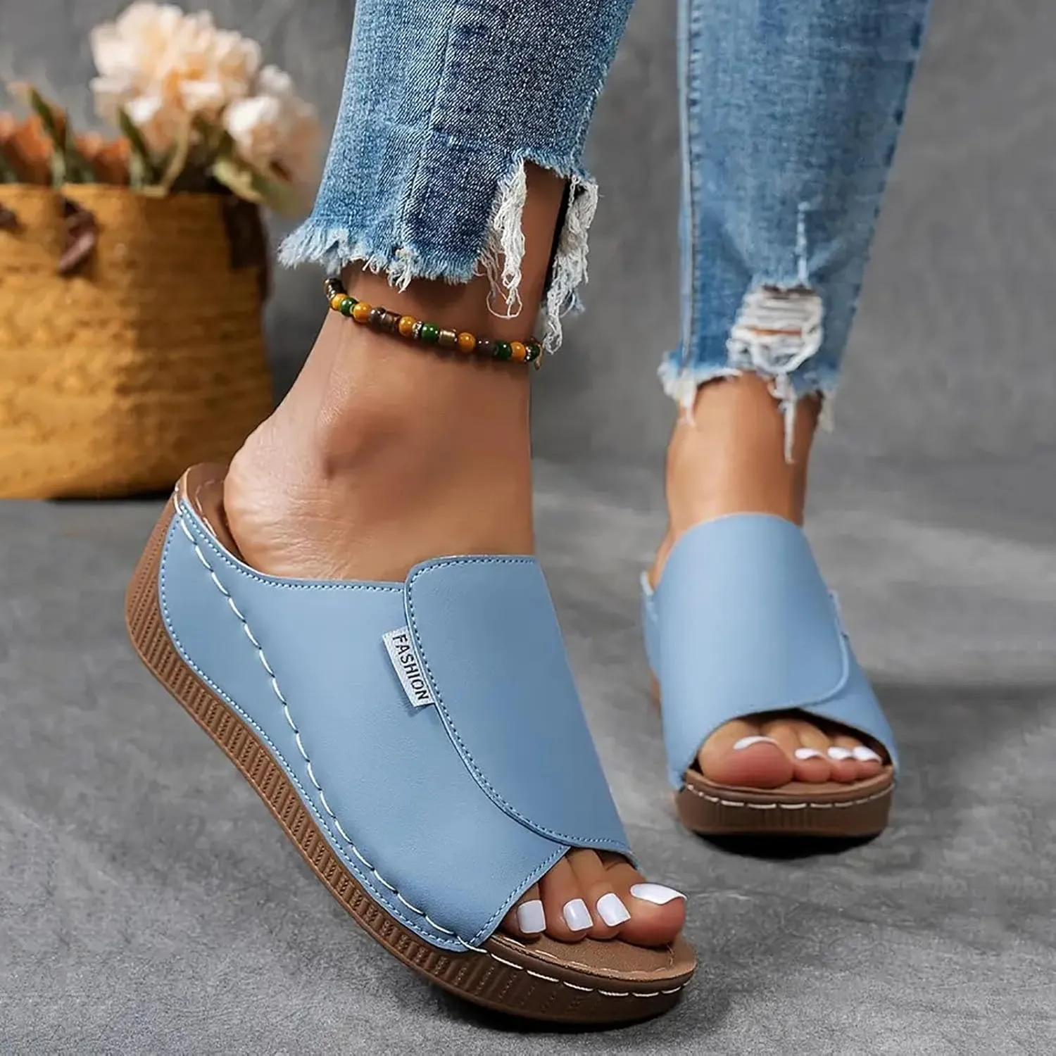 Women's Sandal Heels,Open Toe Platform Slip-on Chunky Sandals For Women Comfortable Walking Casual Dressy Summer Shoes For Women