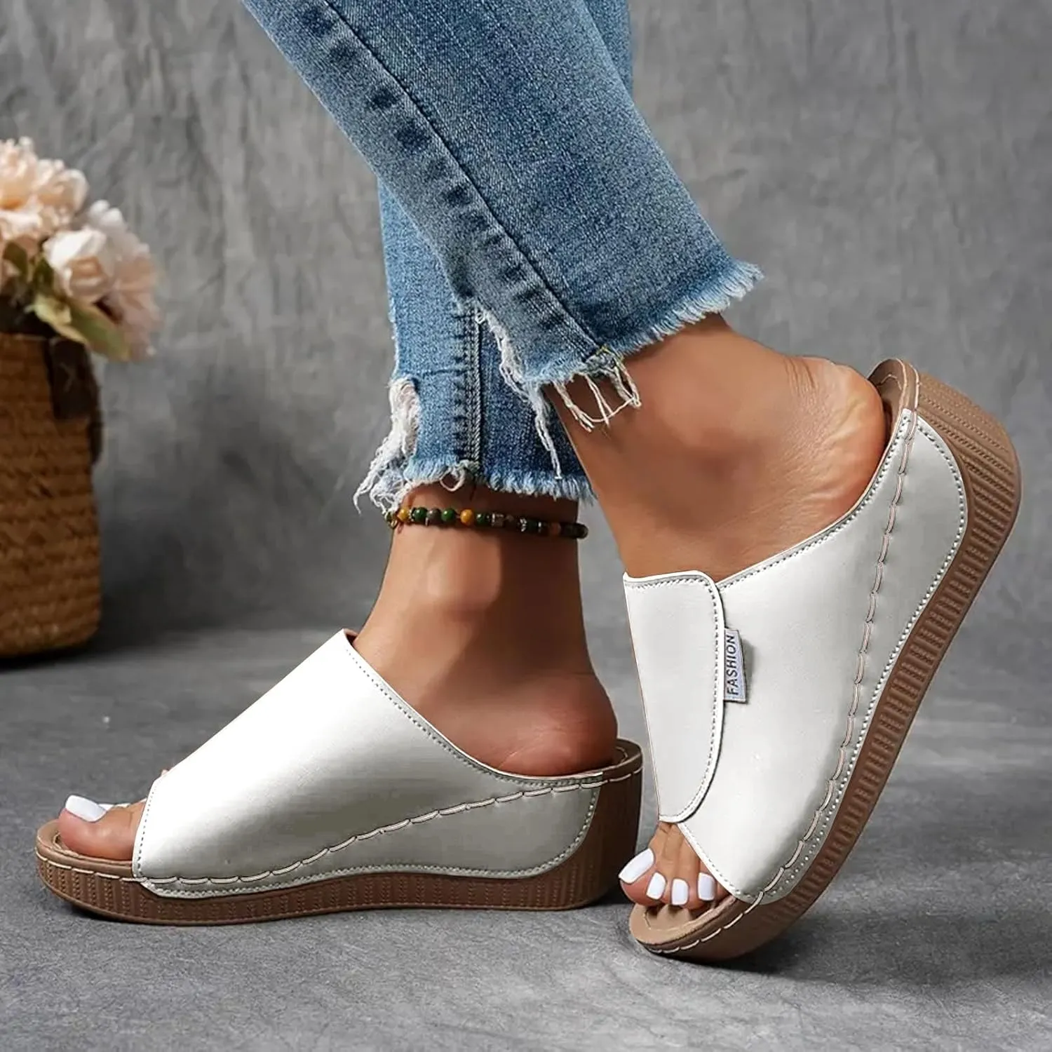 Women's Sandal Heels,Open Toe Platform Slip-on Chunky Sandals For Women Comfortable Walking Casual Dressy Summer Shoes For Women
