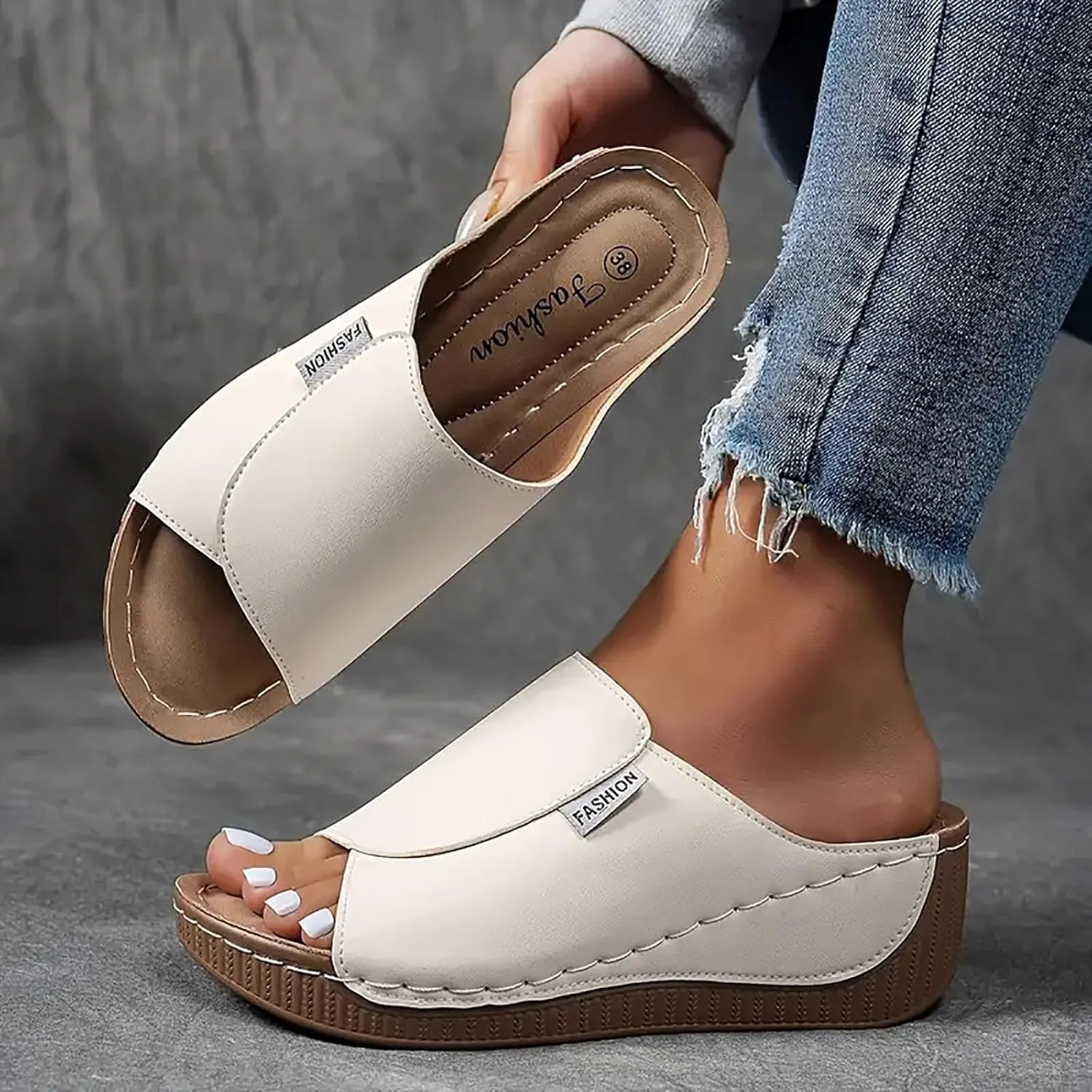 Women's Sandal Heels,Open Toe Platform Slip-on Chunky Sandals For Women Comfortable Walking Casual Dressy Summer Shoes For Women