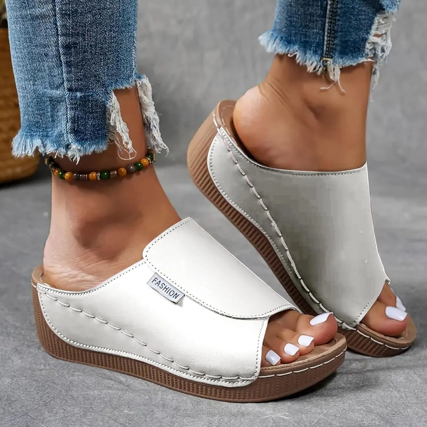 Women's Sandal Heels,Open Toe Platform Slip-on Chunky Sandals For Women Comfortable Walking Casual Dressy Summer Shoes For Women