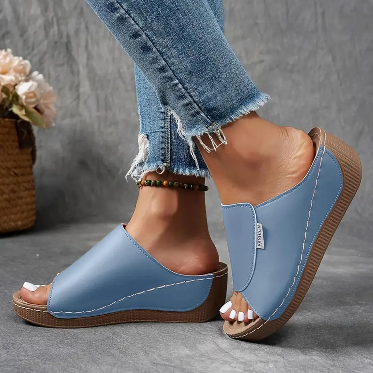 Women's Sandal Heels,Open Toe Platform Slip-on Chunky Sandals For Women Comfortable Walking Casual Dressy Summer Shoes For Women