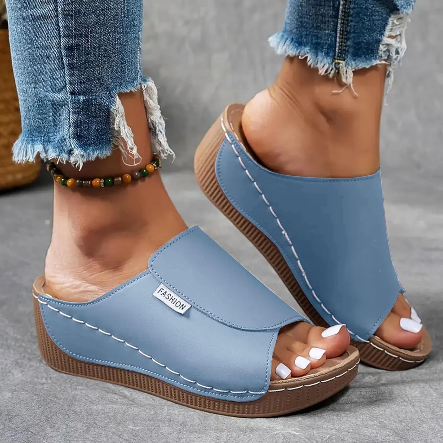 Women's Sandal Heels,Open Toe Platform Slip-on Chunky Sandals For Women Comfortable Walking Casual Dressy Summer Shoes For Women