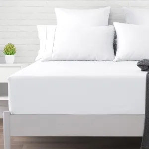 XOOX Linen Full Size White Fitted Sheet Only - Soft, 100% Cotton, 500 TC Sateen Weave, No Pop-Off Elastic, Deep Pocket, Durable Best Egyptian Quality Fitted Sheet with Head & Foot Tags