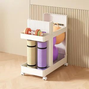 Yoga Mat Storage Rack, Home Gym Storage Rack with Wheels Utility Cart, Workout Equipment Organizer for Yoga Mat, Foam Roller,Yoga Blocks, Space Saving, 22Lbs Capacity