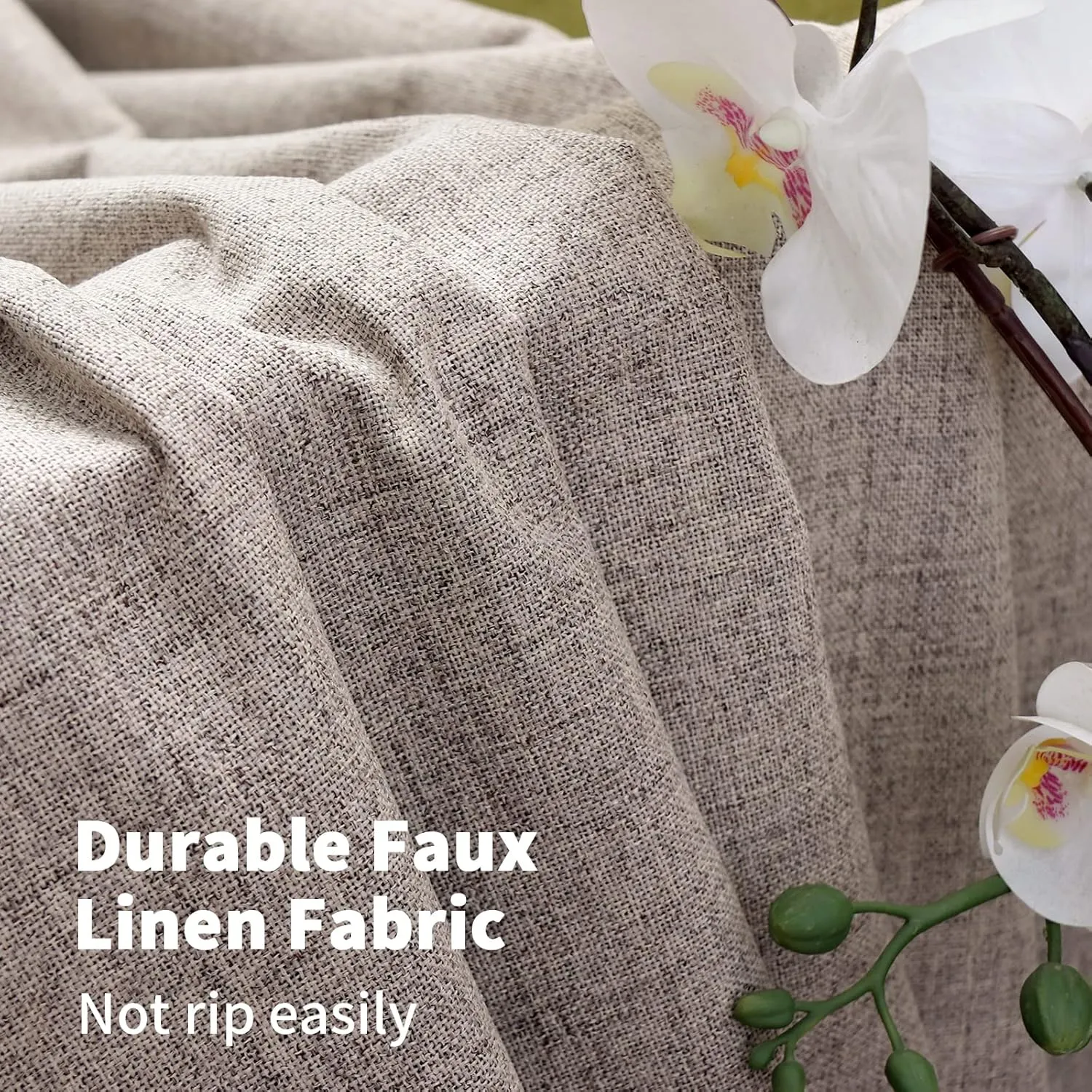 YoungsTex Burlap Linen Blackout Curtains 63 Inches Length for Bedroom, Thermal Insulated Drapes with Grommet Camle Heat Blocking for Living Room Summer Energy Saving, 2 Panels, 52 X 63 Inch