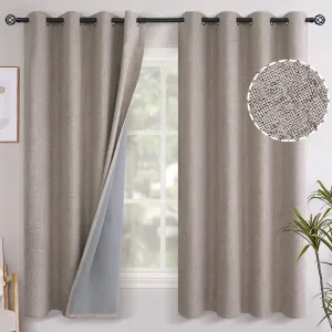 YoungsTex Burlap Linen Blackout Curtains 63 Inches Length for Bedroom, Thermal Insulated Drapes with Grommet Camle Heat Blocking for Living Room Summer Energy Saving, 2 Panels, 52 X 63 Inch