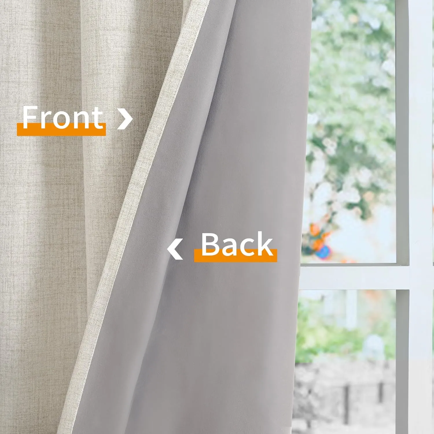 YoungsTex Linen 100% Blackout Curtains 63 Inch Length for Living Room, Grommet Thermal Insulated Drapes Cream Window Treatments for Bedroom Country Farmhouse Darkening Rustic, 52 X 63 Inch, 2 Panels