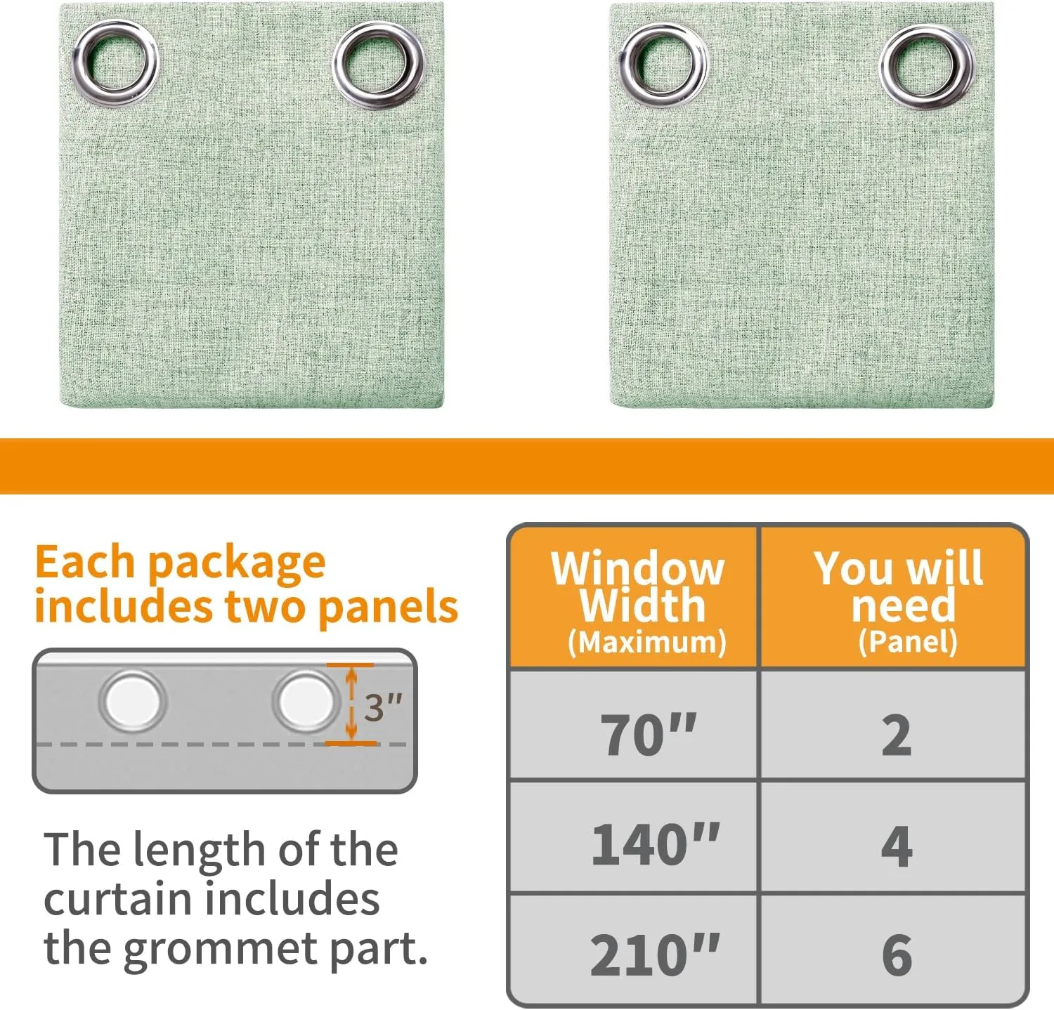 YoungsTex Sage Green Linen Blackout Curtains 63 Inch Length for Bedroom, Thermal Insulated Boho Rustic Drapes with Grommet for Living Room Sunmmer Heat Blocking Spring, 2 Panels, 52 X 63 Inch